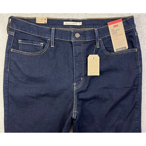 NEW Levi's 720 Jeans High Rise Super Skinny Women's 34x30 Stretch Dark Wash - Picture 2 of 14